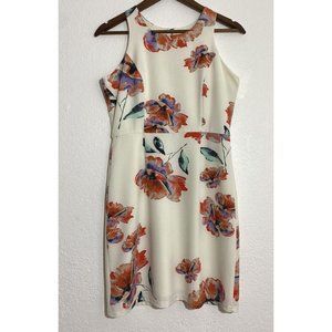 Emmelee Anthropologie Sz Small Cream Floral Sundress Sleeveless Back Zip Lined